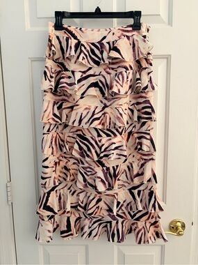 Kendall & Kylie Blush, Black and Mauve Zebra-Print Ruffle Skirt